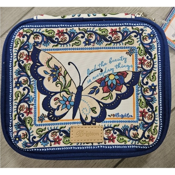 Brighton Handbags - Brighton Multicolor Butterfly Embroidered Jewelry Pouch